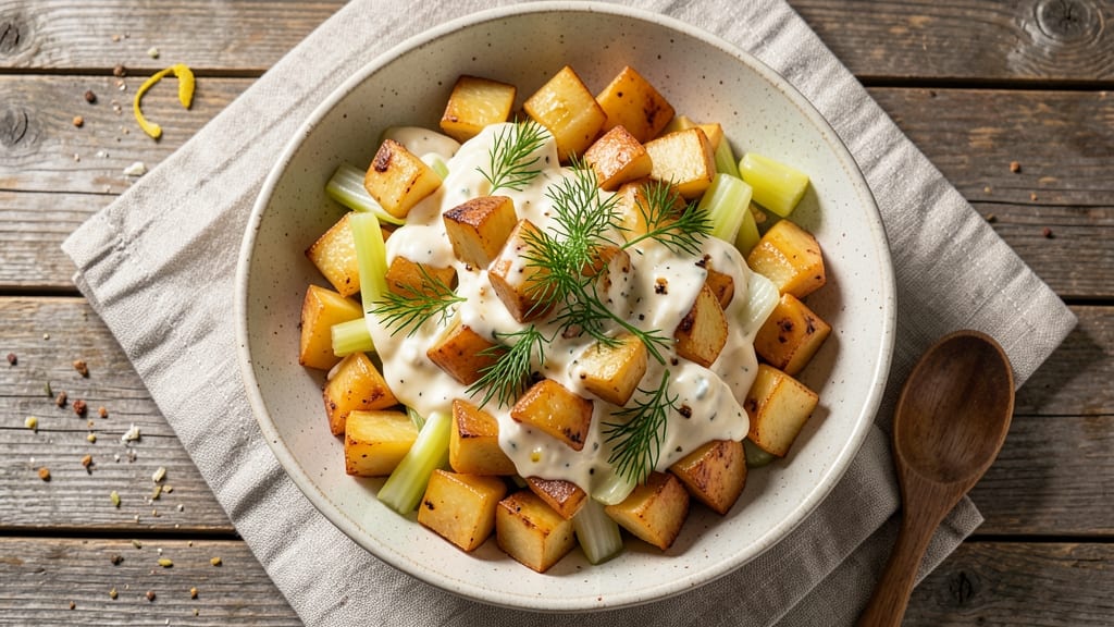 Joey's Warm Potato Salad Recipe: Reddit-Favorite Crisp Celery Crowns and Smoky Herb Cream Cheese