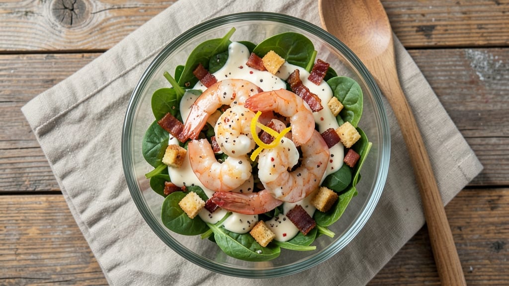 Applebee's Shrimp and Spinach Salad Recipe: Crispy Bacon Bits and Creamy Herb Dressing