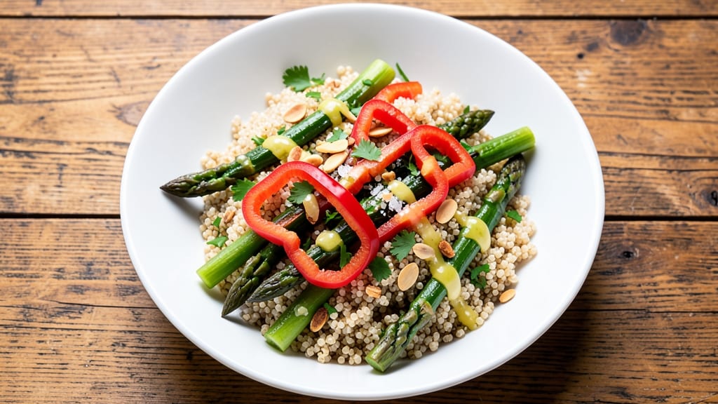 Asparagus Quinoa Salad Recipe: Bright Green Bites with Crunchy Almonds