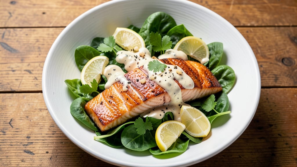 Baked Salmon Caesar Salad Recipe: Crispy Topped Protein Meets Herb Cream Cheese Bliss