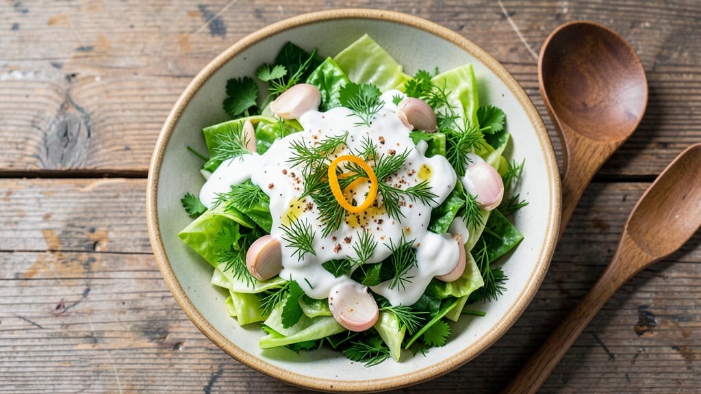 Balkan Cabbage Salad Recipe: Shredded Cabbage With Tangy Yogurt and Herbs