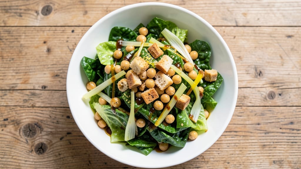 Caesar Vegetable Salad Recipe: Crisp Celery Crowns Over Tangy Anchovy Cream