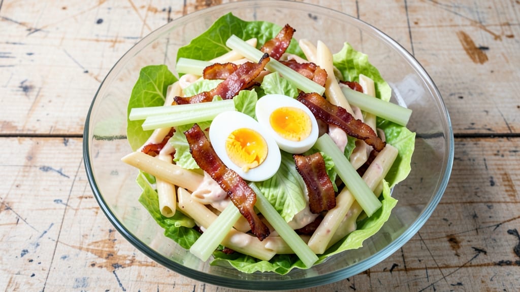 BLT Pasta Salad Recipe With Mayonnaise: Smoky Bacon, Crisp Celery Crowns, and Creamy Herb Magic