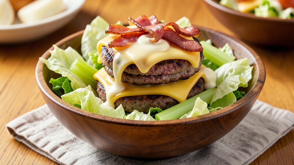 Big Mac Cheeseburger Salad Recipe: Smoky Bacon and Celery Crown Crunch