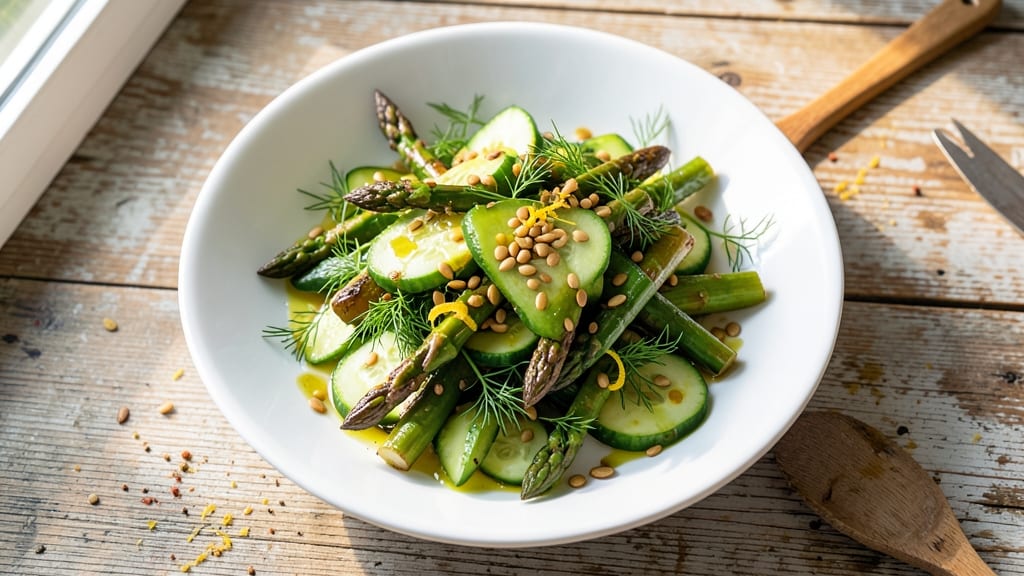 Asparagus And Cucumber Salad Recipe: Crunchy Green Bites With Zesty Dill Dressing
