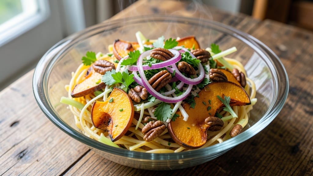 Autumn Crunch Pasta Salad Recipe: Celery Crown Crunch Meets Maple-Pecan Sweetness