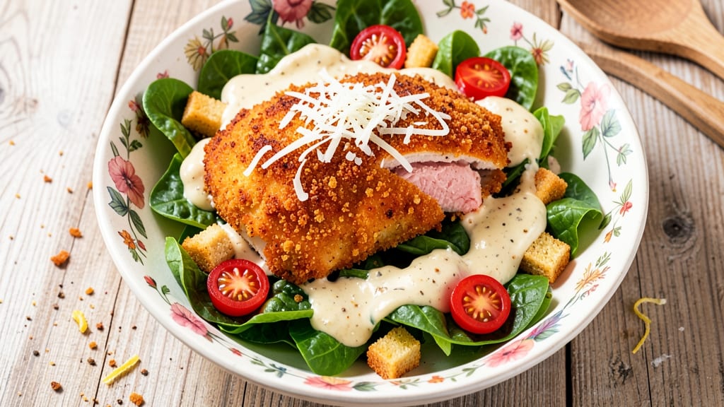 Breaded Chicken Caesar Salad Recipe: Crispy Crunch Meets Smoky Parmesan Cream