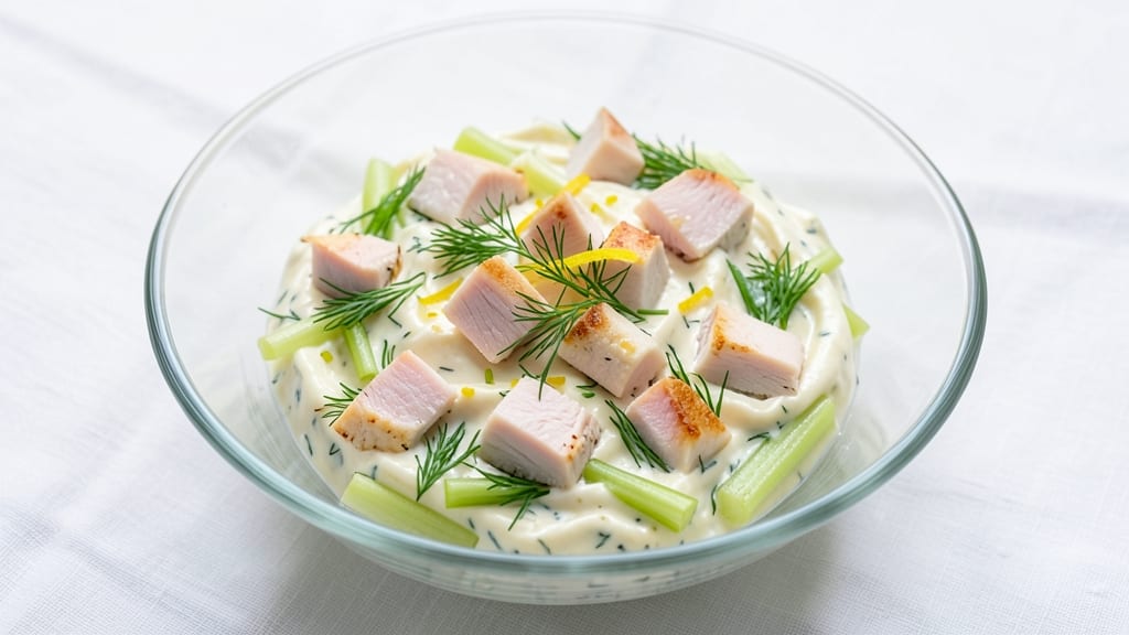 Egg Harbor Chicken Salad Recipe: Herb-Infused Cream Cheese With Crisp Celery Crowns