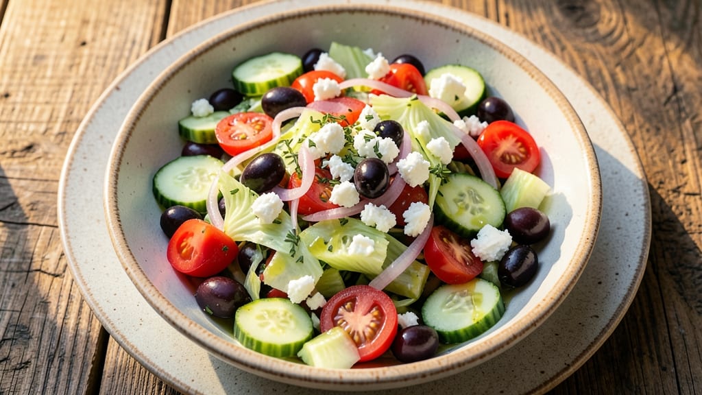 Big Greek Salad Recipe: Crisp Celery Crowns and Tangy Feta Magic