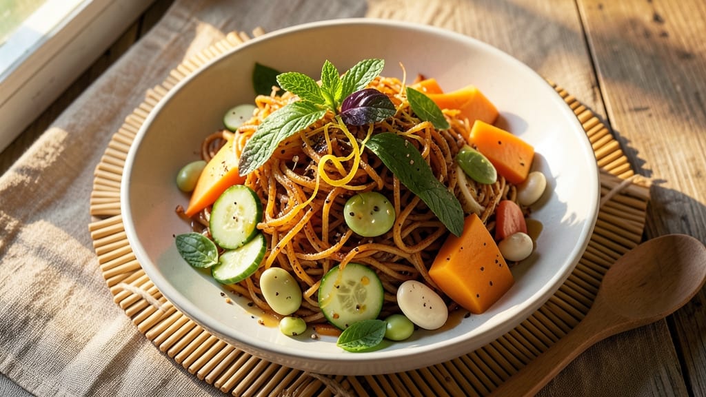 Asian Summer Salad Recipe: Cooling Cucumber-Lime Zing with Crispy Rice Noodles