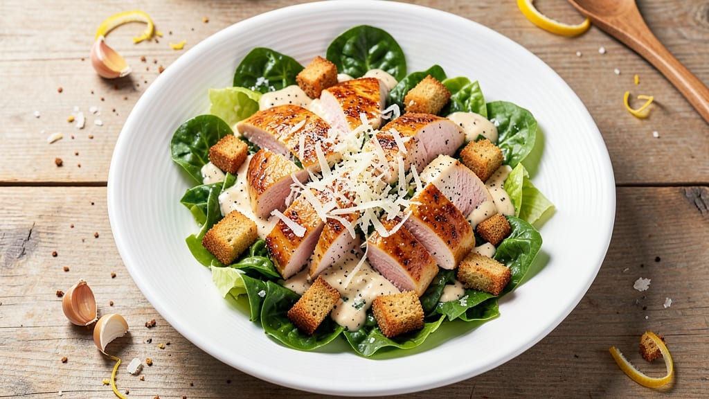 Caesar Salad With Chicken Breast Recipe: Crispy Parmesan Croutons and Juicy Grilled Protein